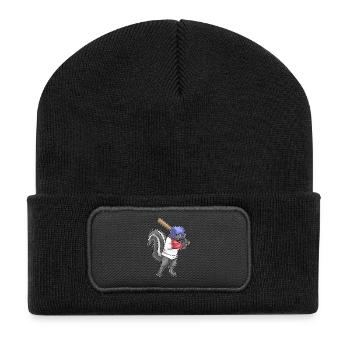 Stinktier Baseball Baseballschläger - Recycelte Patch Beanie - Schwarz - Vorne