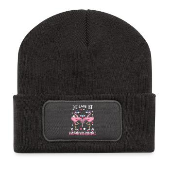 Betrunkene Flamingos - Recycelte Patch Beanie - Dunkelgrau - Vorne