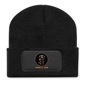Bodyguard Dackel Langhaardackel - Recycelte Patch Beanie - Schwarz - Vorne