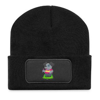 Hund Dart Dartpfeil - Recycelte Patch Beanie - Schwarz - Vorne