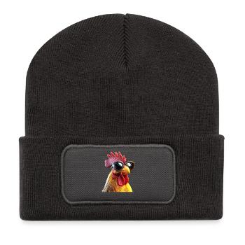Coq Poulet Papa Poulailler Papa Poulet fermier Poulets - Beanie recyclé à patch - charbon - Devant
