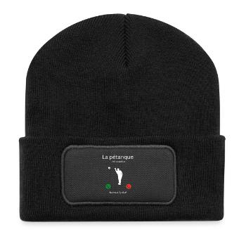 Das Pétanque ruft mich, ich muss gehen! - Recycelte Patch Beanie - Schwarz - Vorne