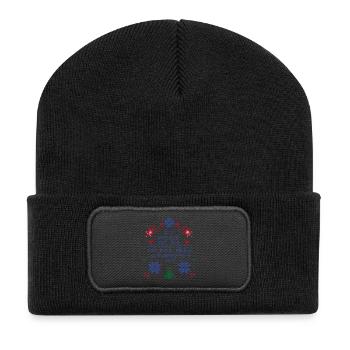 Famille, Noël - Beanie recyclé à patch - noir - Devant