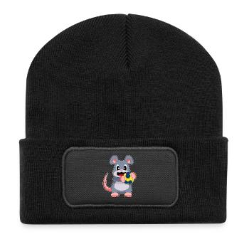 Souris Handball Joueur Handball - Beanie recyclé à patch - noir - Devant