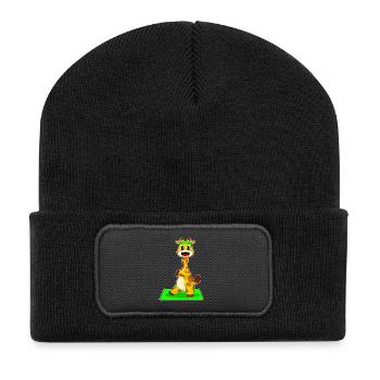 Giraffe Yoga Fitness Gymnastik - Recycelte Patch Beanie - Schwarz - Vorne