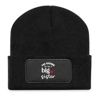 Wird große Schwester große Schwester Baby Geburt - Recycelte Patch Beanie - Schwarz - Vorne