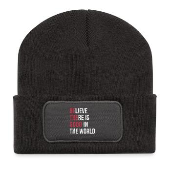 believe there is good in the world - Recycelte Patch Beanie - Dunkelgrau - Vorne