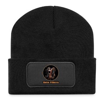 Princesse du cheval : Cavalier de nuit - Beanie recyclé à patch - noir - Devant