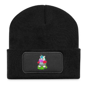 Licorne Boxer Gants de boxe Boxe - Beanie recyclé à patch - noir - Devant