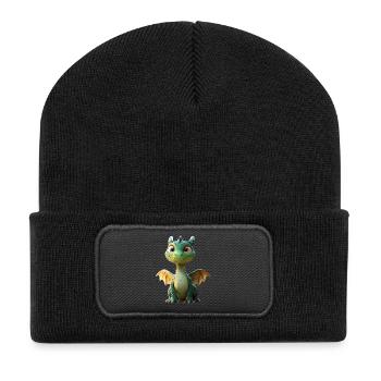Dragon Little Green Baby Dragon Cute Dragon - Recycled Patch Beanie - black - Front