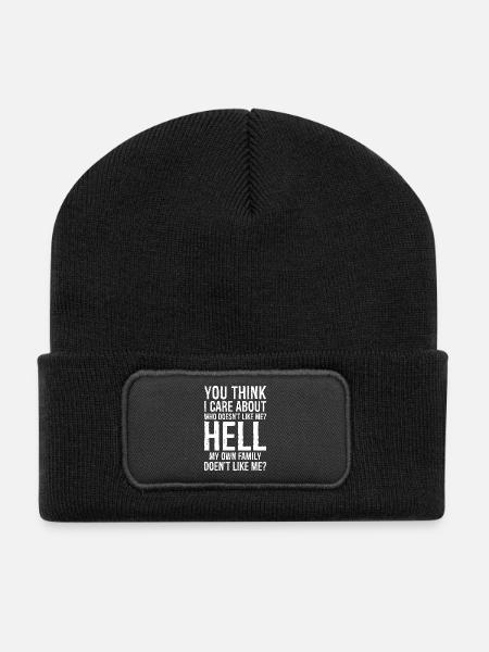 you think I care about who doesn't like me - Beanie recyclé à patch - noir