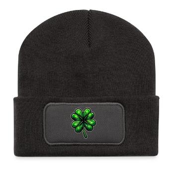 Trèfle à quatre feuilles - Beanie recyclé à patch - charbon - Devant