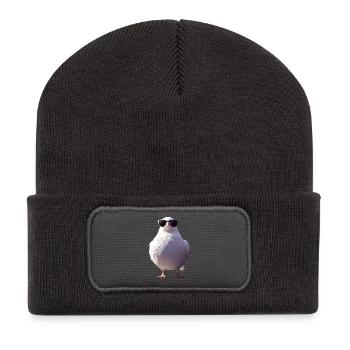 Taube Weiß Stadttaube Ringeltaube Weiße Tauben - Recycelte Patch Beanie - Dunkelgrau - Vorne