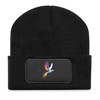 Taube Weiß Frieden Peace Ringeltaube Weiße Tauben - Recycelte Patch Beanie - Schwarz - Vorne