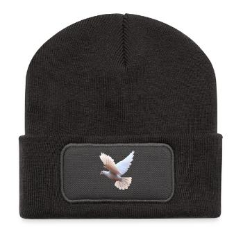 Taube Weiß Frieden Peace Ringeltaube Weiße Tauben - Recycelte Patch Beanie - Dunkelgrau - Vorne