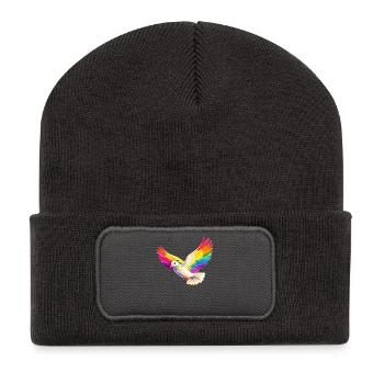 Taube Weiß Frieden Peace Ringeltaube Weiße Tauben - Recycelte Patch Beanie - Dunkelgrau - Vorne