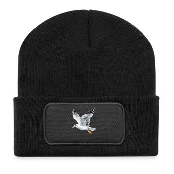 Seagull, Beach, Sea, North Sea, Baltic Sea, Herring Gull, Seagulls - Recycled Patch Beanie - black - Front