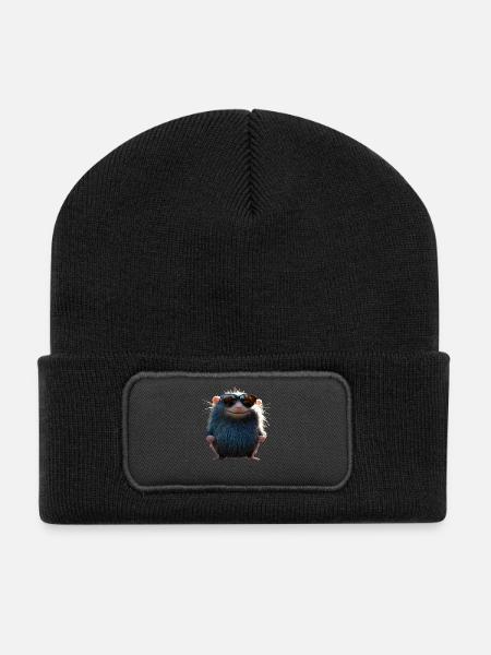 Maulwurf mit Sonnenbrille Liebe Süße Maulwürfe - Recycelte Patch Beanie - Schwarz