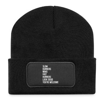 Les coureurs lents donnent une bonne image aux coureurs - Beanie recyclé à patch - noir - Devant
