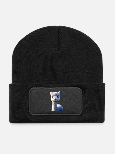 Alpaka Süßes Lama Farm Life Is Better With Alpakas - Recycelte Patch Beanie - Schwarz
