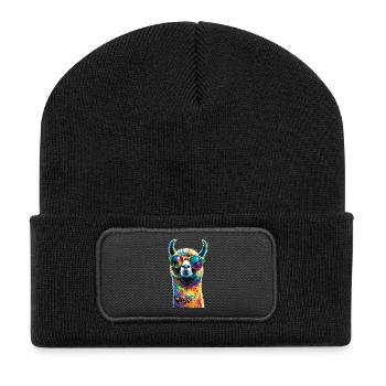 Alpaka Süßes Lama Farm Life Is Better With Alpakas - Recycelte Patch Beanie - Schwarz - Vorne