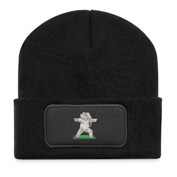 Elefant Yoga Fitness Gymnastik - Recycelte Patch Beanie - Schwarz - Vorne