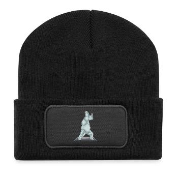 Nashorn Yoga Fitness Gymnastik - Recycelte Patch Beanie - Schwarz - Vorne