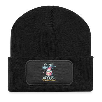 i m not short i m just more down to earth owl - Recycelte Patch Beanie - Schwarz - Vorne