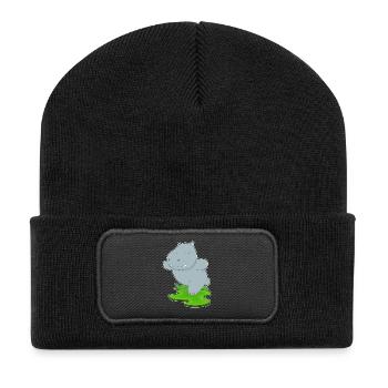 Nilpferd Yoga Fitness Gymnastik - Recycelte Patch Beanie - Schwarz - Vorne
