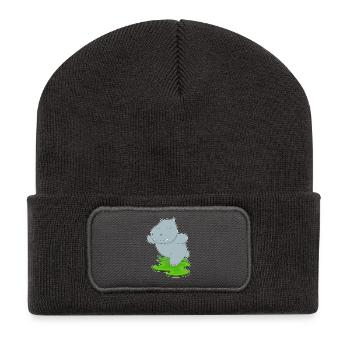 Nilpferd Yoga Fitness Gymnastik - Recycelte Patch Beanie - Dunkelgrau - Vorne