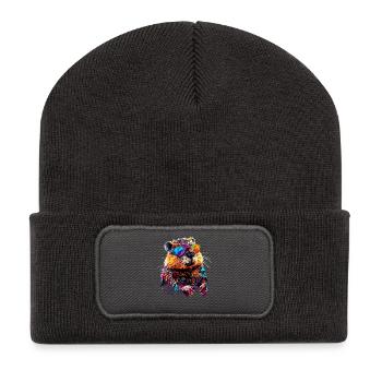 Beaver Motif Beaver Whisperer Rodents Cute Beaver - Recycled Patch Beanie - dark grey - Front