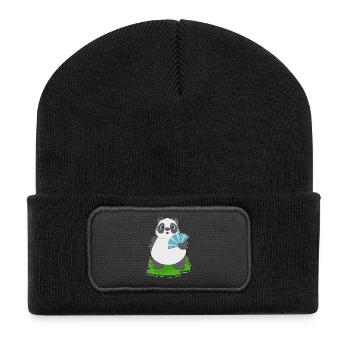 Panda Handheld Fan - Recycled Patch Beanie - black - Front
