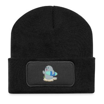 Seal Surfing Surfboard Summer - Recycled Patch Beanie - black - Front