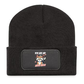 You Are My Meow Meow, Süße Katzen Valentinstagstag - Recycelte Patch Beanie - Dunkelgrau - Vorne