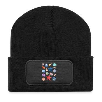 Sea Shell T-Shirt Colorful Hawaiian Pattern - Recycled Patch Beanie - black - Front