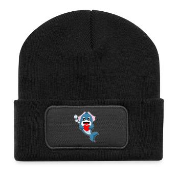 Delfin Braut Herz Hochzeit - Recycelte Patch Beanie - Schwarz - Vorne