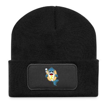 Delfin Hotdog - Recycelte Patch Beanie - Schwarz - Vorne
