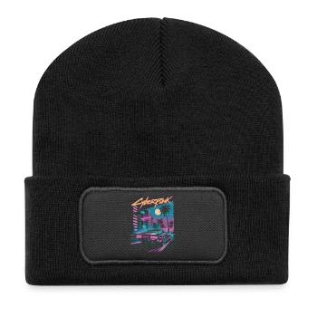 Cyberpunk Retro City Streets - Recycled Patch Beanie - black - Front