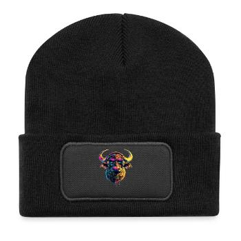 Buffle du Cap Buffalo Safari Buffle d’Afrique - Beanie recyclé à patch - noir - Devant