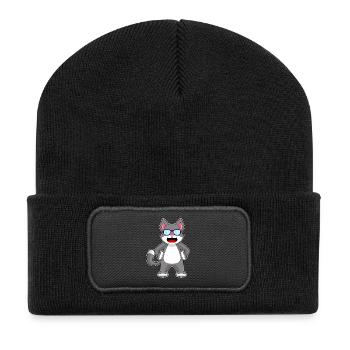 Cat Sunglasses - Recycled Patch Beanie - black - Front