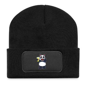 Panda Coffee to go Mug - Recycled Patch Beanie - black - Front