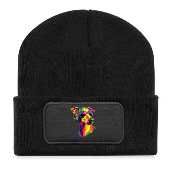 Greyhound Dog Lover Chasse Chien Amour Greyhound - Beanie recyclé à patch - noir - Devant
