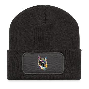 Maine Coon Chat Chat Maman Chat Maine Coon Chats - Beanie recyclé à patch - charbon - Devant