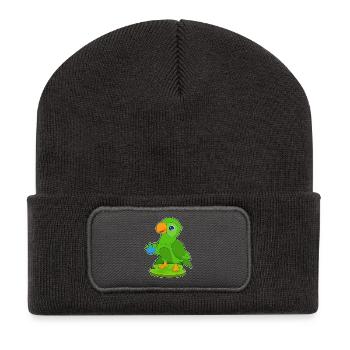 Perroquet mignon - Beanie recyclé à patch - charbon - Devant