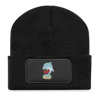 Delfin Weihnachten Paket - Recycelte Patch Beanie - Schwarz - Vorne