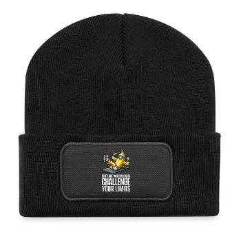 Challenge Your Limits Bodybuilder Bauchmuskeln - Recycelte Patch Beanie - Schwarz - Vorne