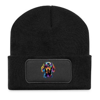 Teckel, Teckel, Teckel miniature, Dachshund Club, Teckel - Beanie recyclé à patch - noir - Devant