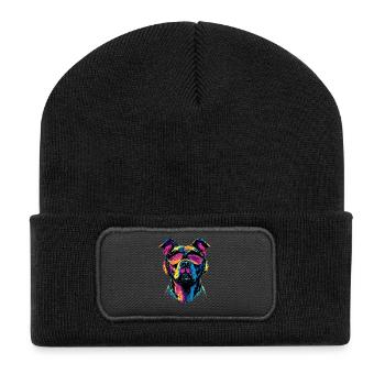 Pitbull Bulldog Pittie American Pitbull Terrier - Beanie recyclé à patch - noir - Devant