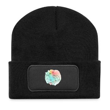 Mother, father, baby - colorful family motif - Recycled Patch Beanie - black - Front