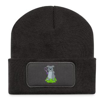 Raquettes de tennis lapin - Beanie recyclé à patch - charbon - Devant